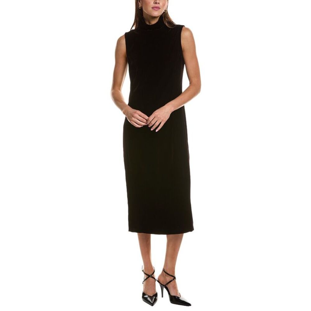 Theory Womens Velvet Funnel Neck Midi Dress
